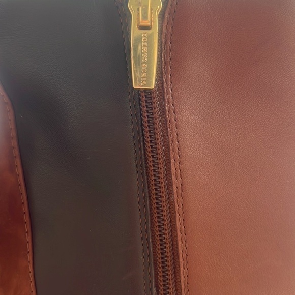 New Vince Camuto Sz 9.5 Cognac Leather Color block Gripaula 4” Block Ankle Boots - Picture 11 of 16